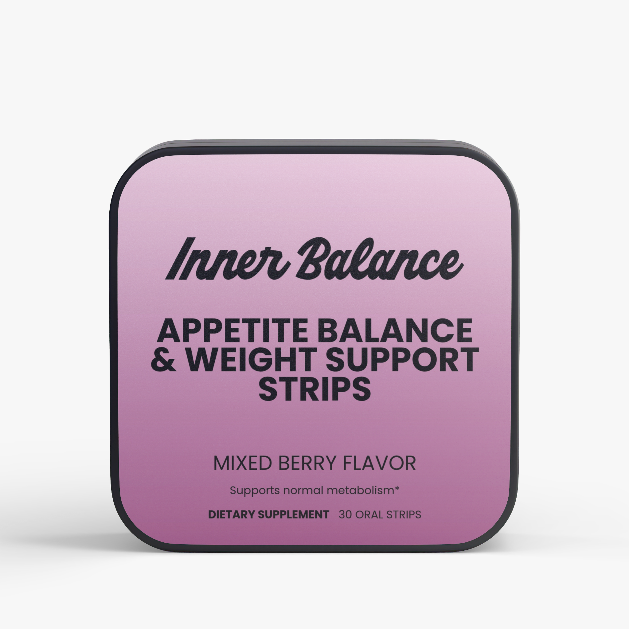 Inner Balance Appetite Balance Strips tin, front view — saffron and chromium strips, mixed berry flavor, 30 count