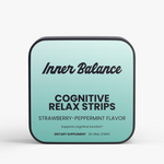 Inner Balance Relaxation Strips tin, front view — L-theanine and GABA calm support strips, strawberry-peppermint flavor, 30 count