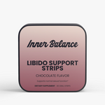 Inner Balance Libido Support Strips tin, front view — cordyceps and shilajit vitality strips, chocolate flavor, 30 count